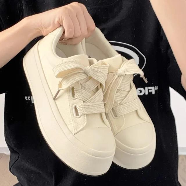 Sapatos femininos casual de lona respirável, rasteirinhas vulcanizadas ideais para caminhadas, tamanho 40, 2024