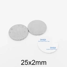 Ímã magnético poderoso redondo do neodímio, 3M fita adesiva dupla face, 25x2mm, 25x2mm - Image 2
