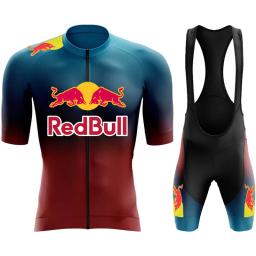 Redbull conjunto camisa de ciclismo da bicicleta dos homens roupas ciclismo verão manga curta mtb terno da bicicleta roupas ropa ciclismo hombre - Image 2