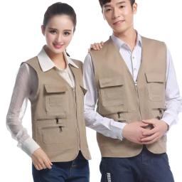 Multi Bolso Grupo Trabalho Vest masculino, Outdoor Tactical Caminhadas Coletes de pesca, Fotografia Diretor mangas Zipper Jacket - Image 2