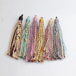 Fio de algodão trançado à mão para DIY, borla estilo tibetano, artesanato de marcadores, acessórios para joias, pingentes DIY, decoração do carro, 11-13cm - Image 1