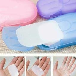 Portátil Banheiro Sabão Fatias, Banho Mão Lavar Fatia Folha, Viagem ao ar livre Perfumado Espuma Soap Paper, Saboneteiras portáteis, 60Pcs - Image 1