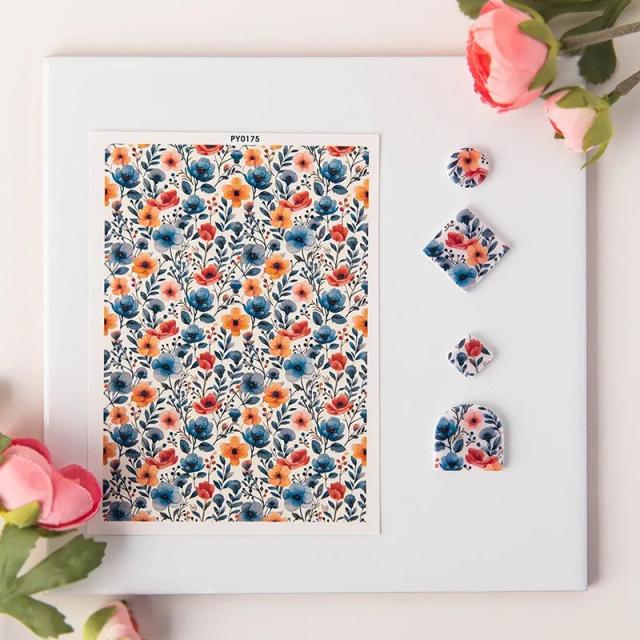 Papel de Transferência de Aquarela em Argila Polimérica para Artesanato: Impressão Floral Decorativa e Ferramentas para Fazer Brincos DIY