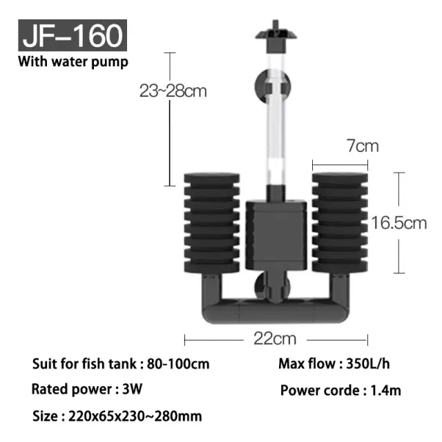 Filtro SUNSUN 3 em 1 para Aquários: Sistema de Reciclagem de Água com Bomba para Modelos JF-80, JF-120 e JF-160