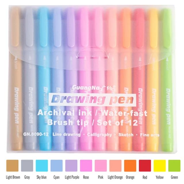 Canetas de Feltro Pastel em 12 Cores: Ideal para Caligrafia, Letras e Diários Criativos