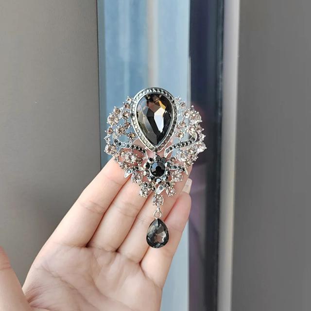 Broches grandes de cristal d'água: elegância vintage em joias de festa e alfinetes de casamento para mulheres