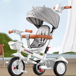 Carrinho de pedal triciclo infantil, bicicleta do bebê, pode sentar e andar música e luz, toldo de protetor solar de duas vias, 1-6 anos de idade - Image 1