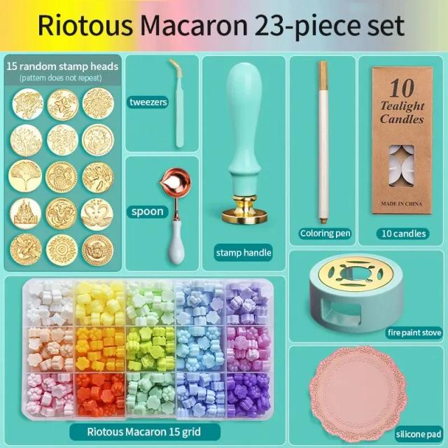 Conjunto Completo de Selos de Cera com Aquecedor e Caneta - Ideal para Decoração de Convites de Casamento e Artesanato