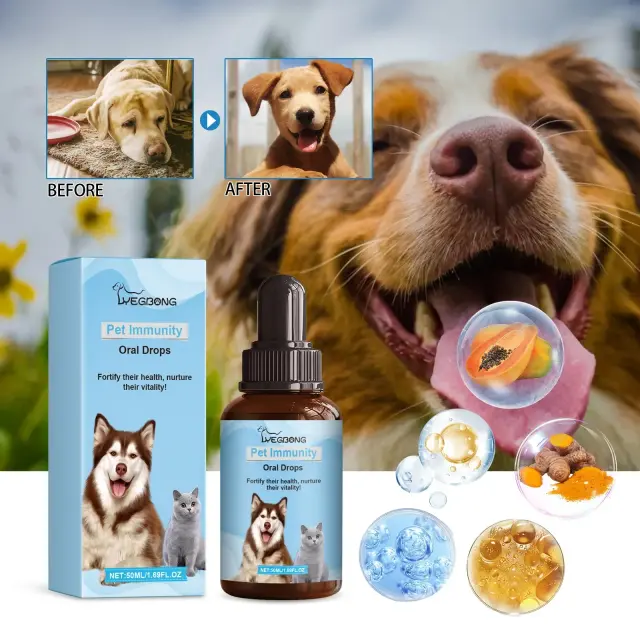 Gotas Orais YEGBONG para Imunidade e Saúde de Cães e Gatos - Suplemento Nutricional