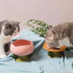 Tigela levantada antiderrapante para animais de estimação, alimentador cerâmico bonito, forma de flor, pé alto, alimentador de cachorro, água de alimentação, prato de gato elevado, suprimentos para animais, novo - Image 4