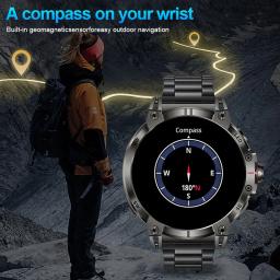 2025 nova bússola militar relógio inteligente masculino 1.85 "hd tela grande freqüência cardíaca bluetooth chamada à prova dwaterproof água smartwatch reloj inteligente - Image 4