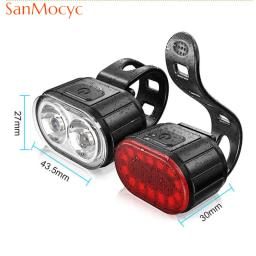 Bicicleta dianteiro e traseiro LED Light Set, farol de bicicleta, USB Charge, lanterna traseira impermeável, MTB Lanterna, ciclismo Acessórios - Image 2