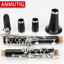 ANMUTIG-Clarinete de Madeira Ebony, Prateado, 17, 18 Teclas, BB, Especialidade, 802 - Image 2