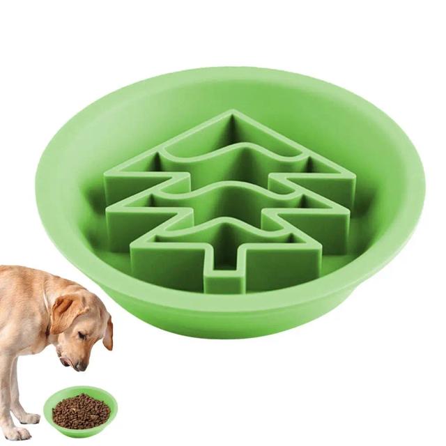 Tigela Dupla Face para Gatos com Tema Natalino: Alimentador Lento para Ração Seca e Úmida com Designs Divertidos