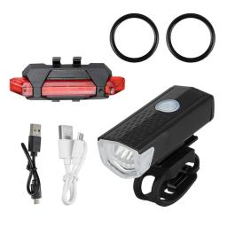 USB recarregável LED bicicleta luz conjunto, MTB Road Bike, dianteiro e traseiro farol lâmpada, ciclismo lanterna, acessórios de ciclismo - Image 3