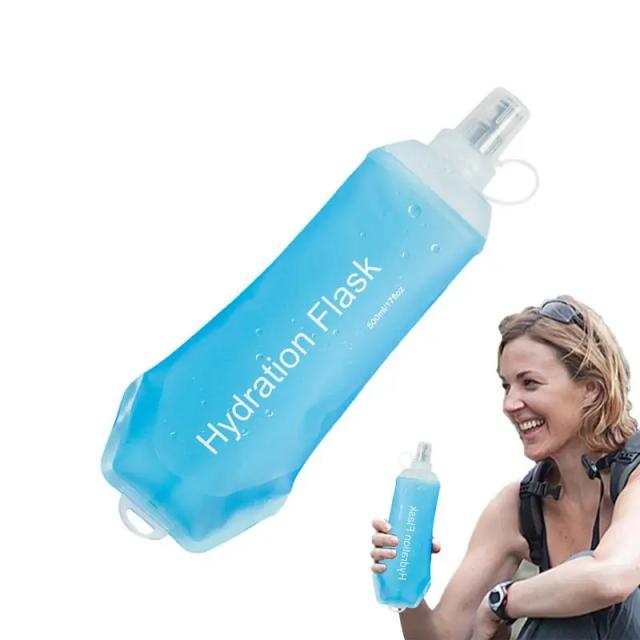 Garrafa Dobrável de Água para Hidratação em Atividades ao Ar Livre, 500ml, Ideal para Corrida, Caminhada e Ciclismo