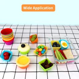 Copos de cozimento reutilizáveis Cupcake Silicone, Conjuntos de forros de muffin antiaderente Bento Lunch Box, Moldes De Bolo De Pastelaria, Multicolor - Image 2