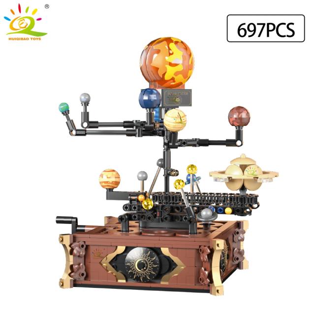 Huiqibao Blocos de Construção Sistema Solar Órbita Planeta Modelo Ornamento Espacial Brinquedo Tijolo Decoração de Mesa
