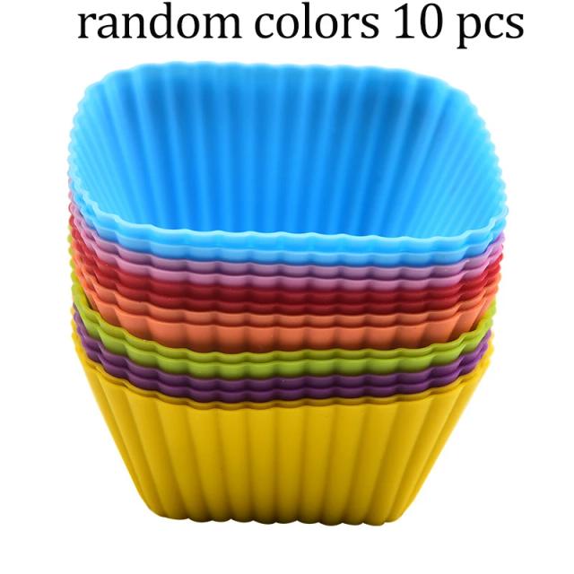 Conjunto de Copos de Silicone Reutilizáveis para Cupcakes e Muffins, Antiadherentes e Multicoloridos, Ideais para Bento Lunch Box e Bolos de Pastelaria