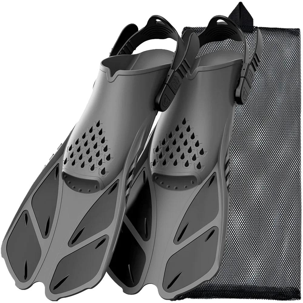 Silicone Scuba Diving Shoes, Snorkel Fins, Fivelas Ajustáveis, Nadadeiras De Natação, Silicone Curto, Salto Aberto, Tamanho De Viagem, Homens e Mulheres Adultos - Image 1