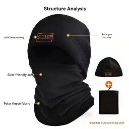 Conjunto de chapéu e cachecol de lã engrossado masculino e feminino, máscara de montanhismo, quente, ao ar livre, outono, inverno - Image 3
