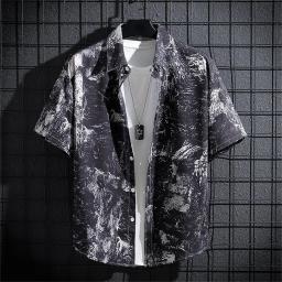 Camisa de praia de manga curta masculina, polo fino com gola alta, blusa casual justa, roupas da moda havaiana, verão - Image 4