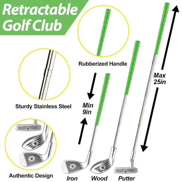 Conjunto de Golfe Infantil Retrátil para Diversão Interna e Externa