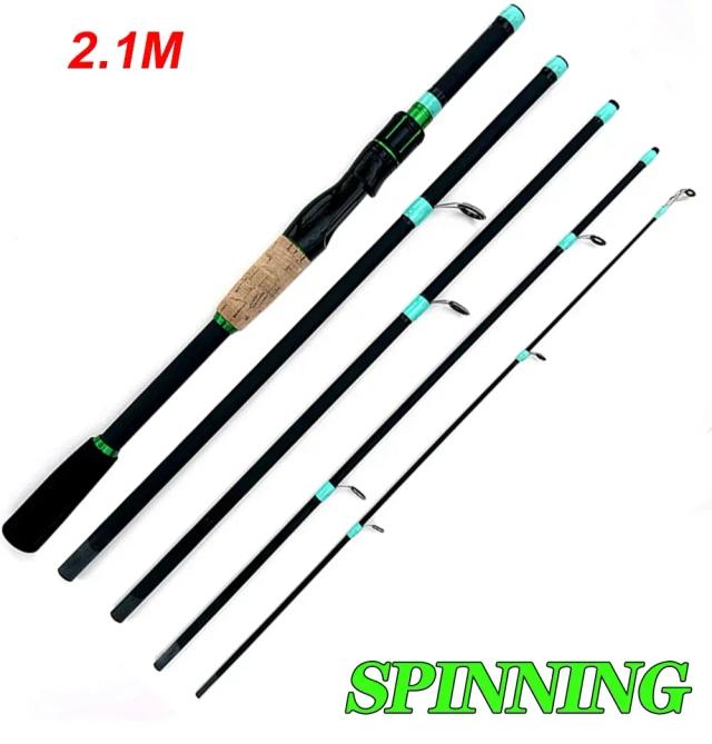 Vara de Pesca Portátil de Carbono - Ação ML, Isca de Arremesso 3.5-14g, 4/5 Seções, Ideal para Viagens e Surf