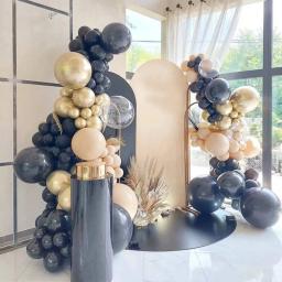 Kit de arco de balão de látex, 137 peças, balões de decoração de festa de pêssego preto, dourado e creme para decorações de festa de aniversário e muito mais - Image 1