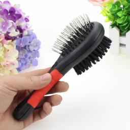 Escova de banho dupla face para cão de estimação, Durable Needle Comb, massagem plástica, cerdas de beleza, cabelo flutuante Remover, Grooming Tools - Image 4