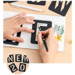 Conjunto estêncil letras e números 42 peças, moldes pintura alfabeto plástico - Image 4