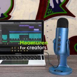 Haomuren usb condensador podcast microfone com botão de toque-mudo, profissional gamer microfone azul para gravação de computador streaming reunião - Image 1