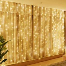 Natal Decoração Cortina LED String Lights 3m Controle Remoto Feriado Casamento Fada Garland Luz para Quarto Ao Ar Livre Casa - Image 4