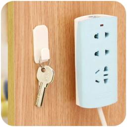 1 conjunto (2 pares/4 peças) de ganchos de plástico, ganchos adesivos fortes e adesivos, conjunto de chave, controle remoto, suporte de parede, cabide montado - Image 3