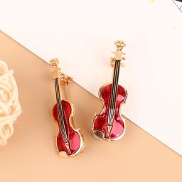 Elegante Violino Vermelho Pin Broches para Senhora, Cristal Strass, Instrumentos Musicais, Broche Pin, Acessórios de Jóias, Moda, 1Pc - Image 2