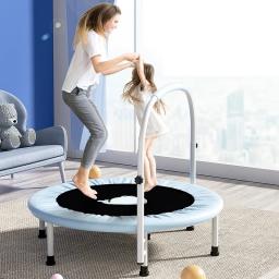 Trampolim para crianças, cama de salto dobrável, cama saltitante com apoio de braço, carga máxima 150kg, 40in - Image 1