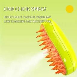 USB Rechargeable Massage Comb, Escova de vapor para gatos, Puppy Hair Care Supplies, Remove o cabelo emaranhado, 3 em 1 Electric Pet Brush Dog - Image 4