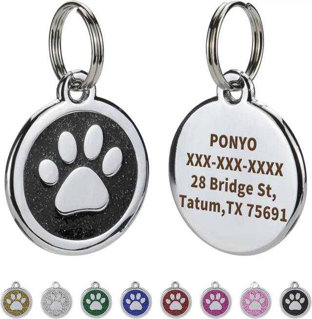 Collar Anti-Lost Personalizado com Pingente para Animais de Estimação - Etiquetas de Identificação Pet, Tag com Nome do Cachorro e Gravação Gratuita, Decoração de Patinha para Gatos