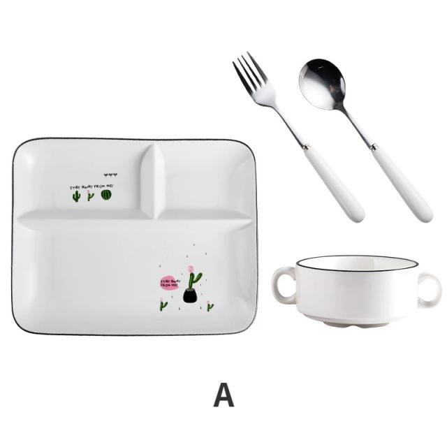 Conjunto de Pratos Infantis em Cerâmica para Café da Manhã e Jantar