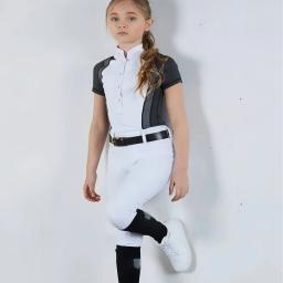 MXLLINA Calças de equitação rosa para meninas, assento completo de silicone, calças equestres para crianças, anti-pilling, leggings de equitação - Image 1
