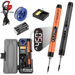 Conjunto de ferro de solda elétrico USB sem fio, Temperatura ajustável, Aquecimento rápido, Ferramentas portáteis digitais inteligentes - Image 1
