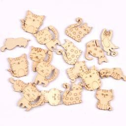 Chips de madeira naturais para Scrapbooking, cão adorável, gato, peixe, Carft, decoração de casa, enfeites DIY, CP3397 - Image 3