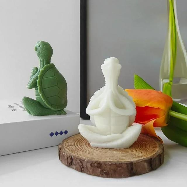 Moldes de Silicone para Meditação em Formato de Tartaruga - Crie Velas Aromáticas e Decorações de Gesso com Estilo Artesanal
