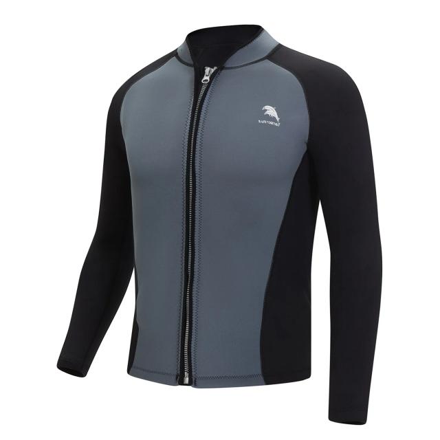 Fato de Neoprene Masculino de Manga Comprida 2mm para Mergulho e Surf em Preto e Vermelho