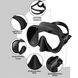 Full Tempered Glass Dry Mergulho Goggles Set, Snorkel Óculos, Equipamento Desportivo Aquático, Equipamento de Mar Profundo, Adulto - Image 4