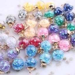 10 unidades/pacote colorido transparente glitter pequena estrela desejando garrafa bola de vidro cristal pingentes jóias diy artesanato decoração natal - Image 3