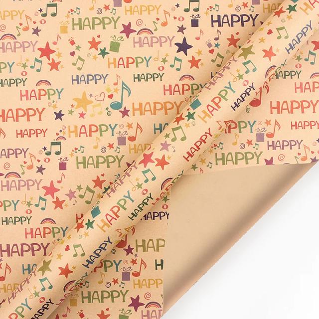 Rolo Colorido de Papel Kraft para Embalagem de Presentes - Ideal para Baby Shower, Natal, Casamentos e Festas Gerais - 50x70cm
