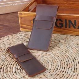 Saco de lápis de couro genuíno artesanal, estojo para caneta-tinteiro, suporte vintage, estilo retro, acessórios para viagem - Image 4