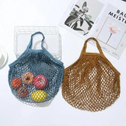 Saco De Malha De Algodão Reutilizável, Cordas De Compras, Rede De Arrastão, Sacos De Tartaruga, Bolsa De Armazenamento, Tote De Tecido, Proteção Ambiental - Image 6