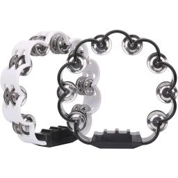 Dupla linha pandeiro para adultos, forma de flor, metal Jingles, Hand Held percussão tambor, igreja partido, instrumento musical, 8.25 ", 2 Pack - Image 4